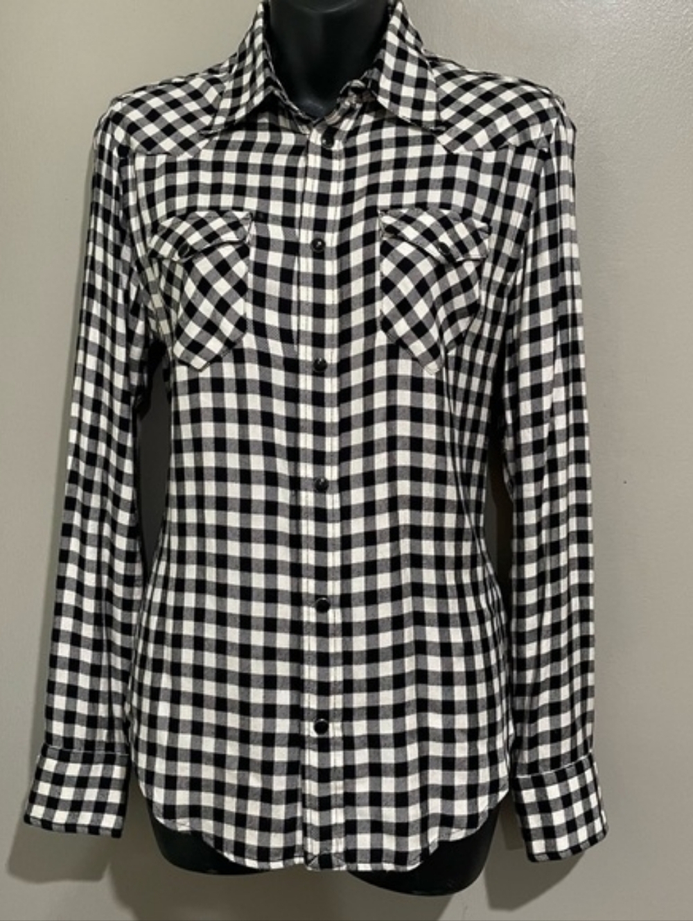 Ralph Lauren Black and White Gingham Button-Down Shirt